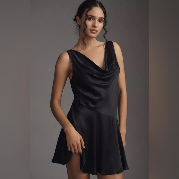 By Anthropologie Dresses & Skirts - By Anthropologie Cowl-Neck Satin Mini Dress NWT